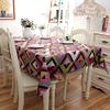 Pengcen Rectangular Cotton Tablecloth, Pink, Gray and White, Triangle Pattern, 140 x 220 cm view 1