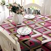 Pengcen Rectangular Cotton Tablecloth, Pink, Gray and White, Triangle Pattern, 140 x 220 cm view 2