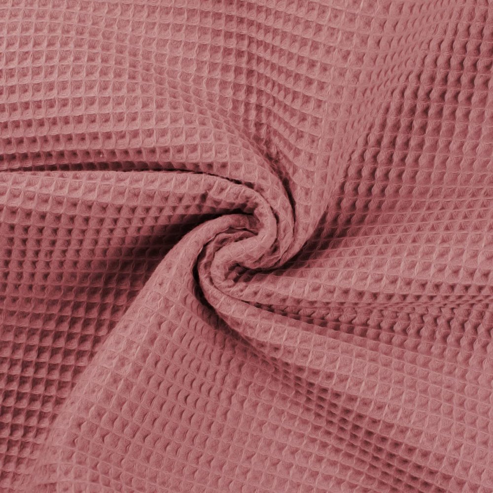 CRS Fur Fabrics 100% Cotton Waffle Piqué Fabric, Old Rose, 1 m, 140 x 100 cm