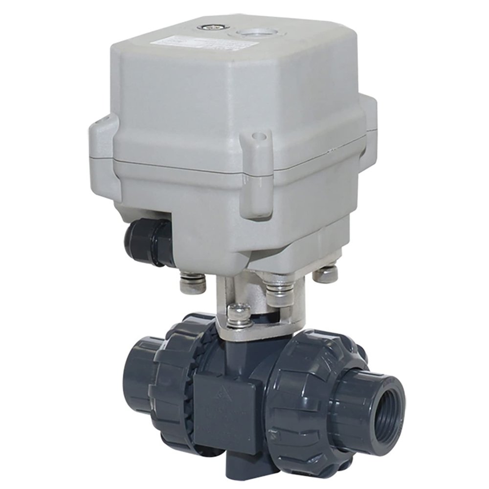 1/2-Inch DN15 AC24V 2-Way PVC Motorized Ball Valve with Manual Override, CR303