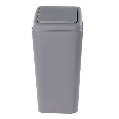 AnnkkyUS 16-Liter Plastic Trash Can with Swing Lid, Gray