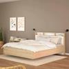 Dmora Carissa Double Bed with Storage, Fabric Upholstered Frame, 206 x 150 x 97 cm, Oak and White view 1