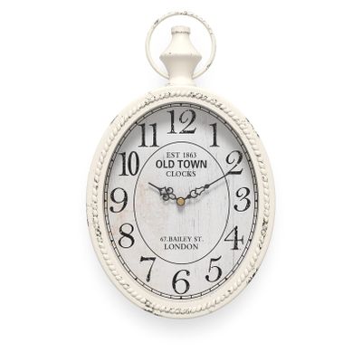 Menterry European Retro Oval Wall Clock, White