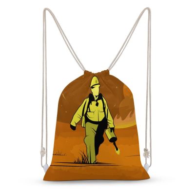 NIBABAEU Firefighter Drawstring Backpack, Large Capacity, Water-Resistant Canvas Gym Bag