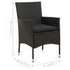 vidaXL 5-Piece Garden Dining Set with Cushions Poly Rattan Black view 3