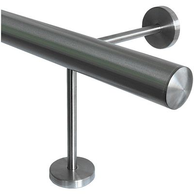 TIBU V2A Stainless Steel Footrest, 33.7 mm, 160 cm, 3 Pairs of 15/15 cm Brackets