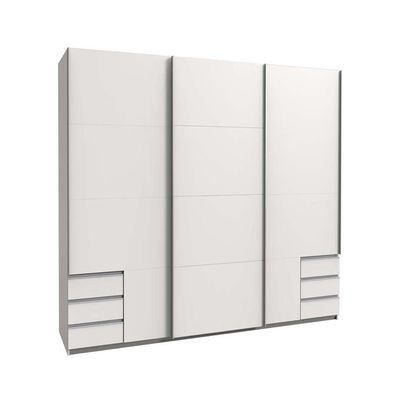 Froschknig24 Seattle Large Sliding-Door Wardrobe, White, Without Surround Frame