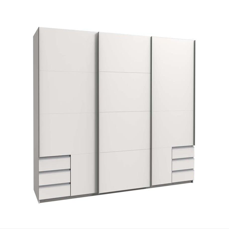 Froschknig24 Seattle Large Sliding-Door Wardrobe, White, Without Surround Frame
