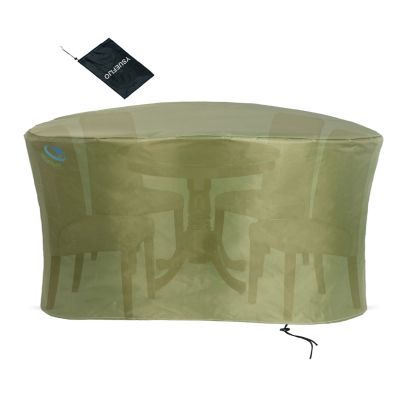 YSUEFIJO 260 x 85 cm Round Patio Furniture Cover, 420D Oxford Fabric, Grass Green