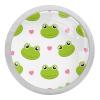 White Round Cabinet Knob with Cartoon Frog and Hearts view 1