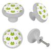 White Round Cabinet Knob with Cartoon Frog and Hearts view 4