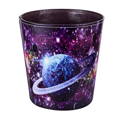 Scakbyer 10L PU Leather Wastebasket, Decorative, Waterproof, Starry Sky - 3