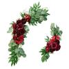 HLTER Wedding Arch Flower Set, 2-Piece, Artificial Wine-Red Roses with Green Leaves view 1
