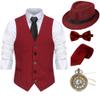 Gionforsy 1920s Men's Vest Costume Accessory Set with Hat view 1