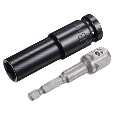 sourcing map 1/2-Inch Socket Accessory Set, 13 mm Deep 6-Point Impact Socket with 1/4-Inch Hex Shank Adapter
