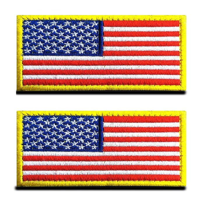 2-Pack USA Flag Embroidered Patches with Hook-and-Loop Backing