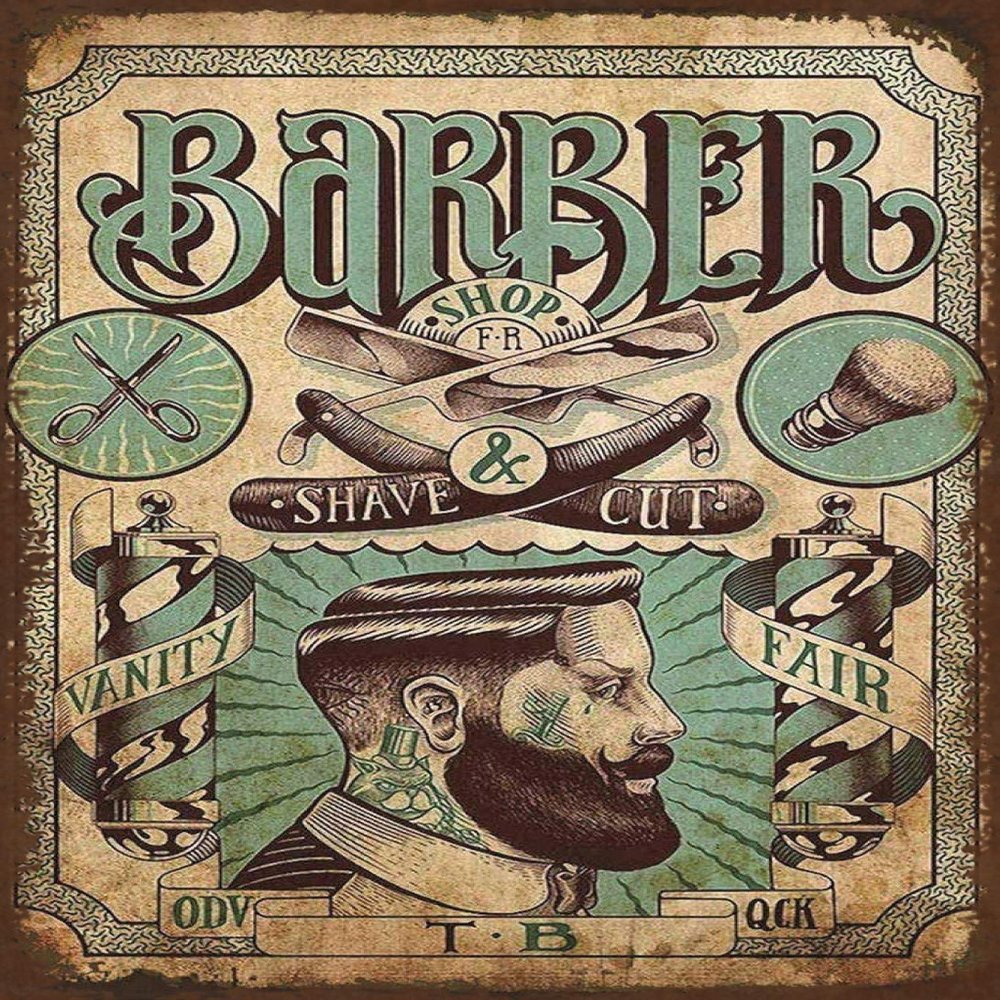 Retro Tin Sign 20 x 30 cm Shave & Cut Barber Shop