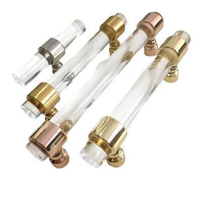 SZOMH Muebles Transparent Acrylic Cabinet Handle and Knobs, Dresser Drawer Handle, Bathroom Cabinet Handle with Rose Gold/Brass Gold