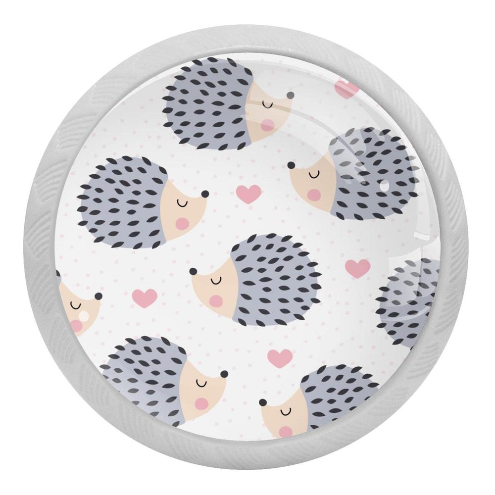 4-Pack Hedgehog with Heart Glow-in-the-Dark Crystal Glass Cabinet Knobs
