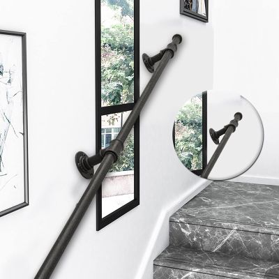 ZXFDM Black Stair Handrail, Wrought Iron, 14 ft/420 cm
