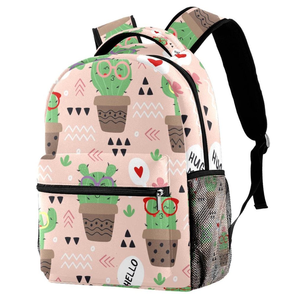 Leisure Campus Travel Backpack, Palm Leaf Pattern, Whisper Retro Style, with Bottle Holders, Color 3, Medium
