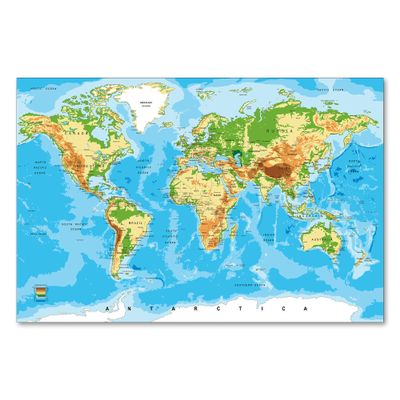 Postereck 0848 - Detailed World Map with Major Cities, English, Canvas, 60 x 40 cm