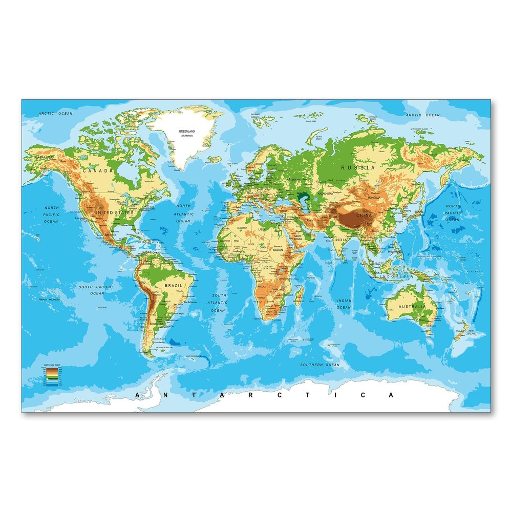 Postereck 0848 - Detailed World Map with Major Cities, English, Canvas, 60 x 40 cm