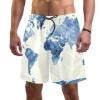 GORDESC Watercolor Blue Men's Swim Trunks with World Map, Quick-Drying, Pockets/Mesh Lining, Multicolor, S 7-9 view 1