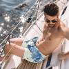 GORDESC Watercolor Blue Men's Swim Trunks with World Map, Quick-Drying, Pockets/Mesh Lining, Multicolor, S 7-9 view 2