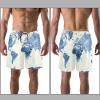 GORDESC Watercolor Blue Men's Swim Trunks with World Map, Quick-Drying, Pockets/Mesh Lining, Multicolor, S 7-9 view 3