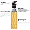 Yellow Honeycomb Water Bottle with Straw Lid, Leakproof Insulated Stainless Steel, 600 mL view 4