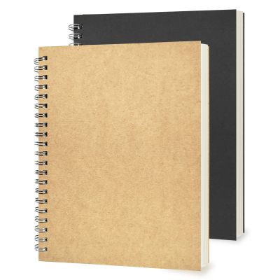Lined College Notebooks, Spiral-Bound, 100 Pages, 50 Sheets, 19 x 13 cm, Black and Yellow Covers, 2-Pack