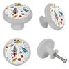 White Round Cabinet Knobs, 4-Pack, Rocket Planet Design view 4