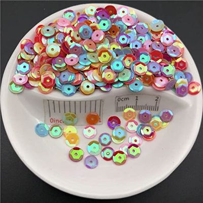 YUGH Round AB Porcelain Sequins, 4/5/6/8/10 mm, for Sewing and Crafts