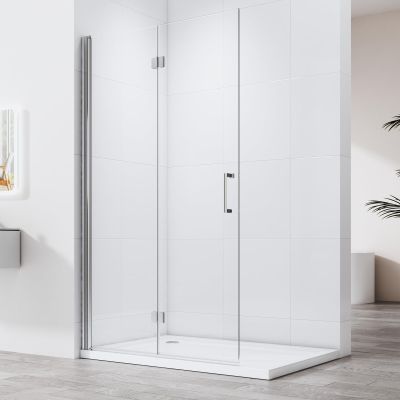 Walk-In Shower Screen 96 x 195 cm, Folding, 6 mm Nano Safety Glass