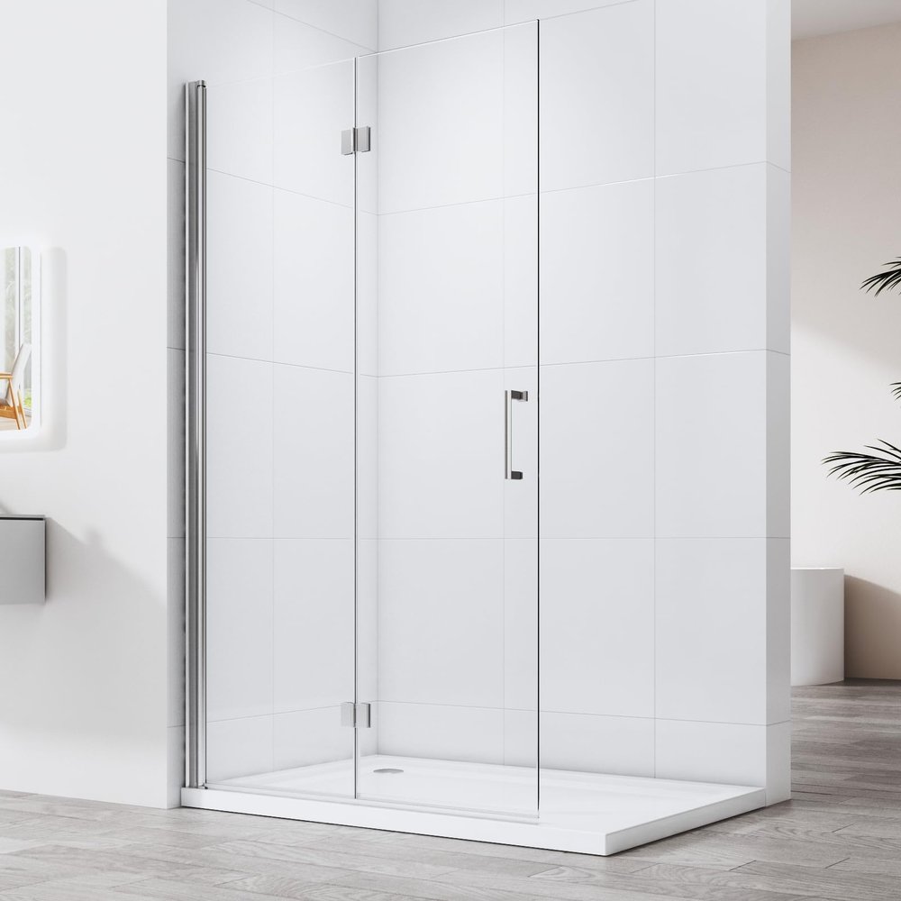 Walk-In Shower Screen 96 x 195 cm, Folding, 6 mm Nano Safety Glass