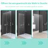 Walk-In Shower Screen 96 x 195 cm, Folding, 6 mm Nano Safety Glass view 2