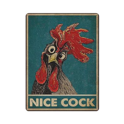 AOOEDM Chicken Coop Nice Cock Metal Sign for Garage, Man Cave, Bar, Kitchen, and Coffee Shop