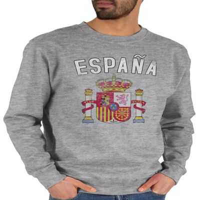 Shirtracer Unisex Spain Crest Sweatshirt, Gray Heather, Size L