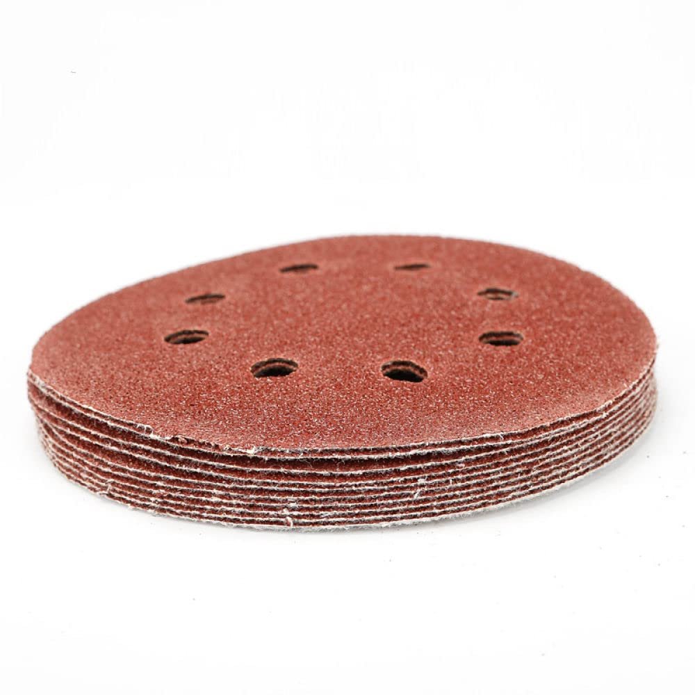 10-Piece 125 mm (5 in) 8-Hole Hook-and-Loop Sanding Disc Set, Grit 40–3000, Grit 120