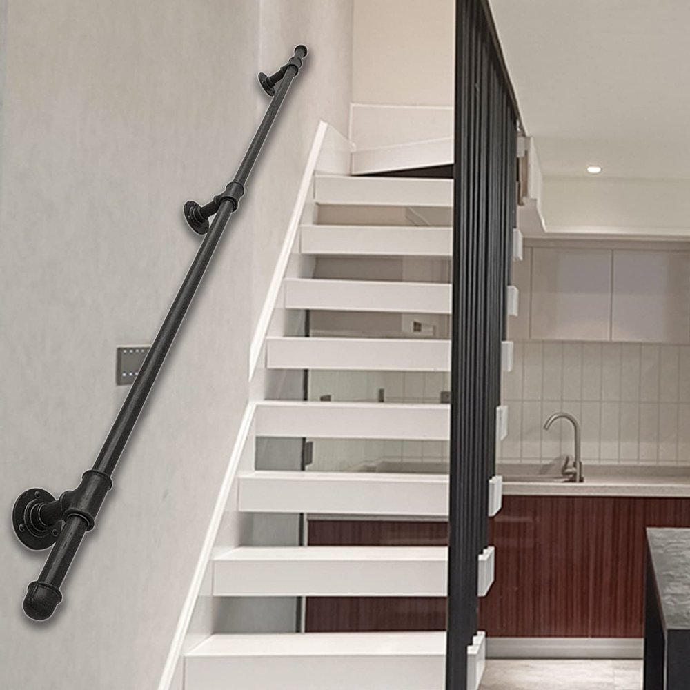 ZXFDM Stair Handrail for Children and Older Adults, Segmental Wrought-Iron Railing, Non-Slip Safety Grab Bar for Bathroom/Hallway (5 ft/150 cm)