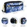 Anthracite Floral Pencil Case, PU Leather with Zipper view 2