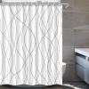 Punkray Gray-White Striped Fabric Shower Curtain with 12 Hooks view 1