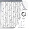 Punkray Gray-White Striped Fabric Shower Curtain with 12 Hooks view 4