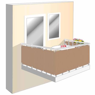 Balcony Privacy Screen 90 x 650 cm, Weather-Resistant, with Zip Ties and Rope, Khaki