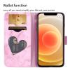 Bartern Wallet Case for Apple iPhone 12 mini, Heart & Flowers, Pink view 3