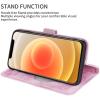 Bartern Wallet Case for Apple iPhone 12 mini, Heart & Flowers, Pink view 4