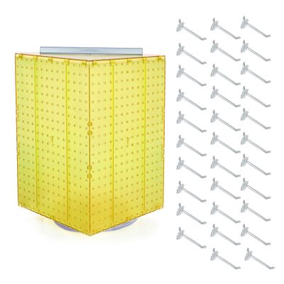 Azar Displays 701414-YEL-4C32 Rotating Countertop Pegboard Display Kit with Hooks, 35.6 W x 35.6 D x 50.8 H cm, Yellow