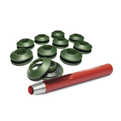 50 AWAPRO Green Plastic Grommets + 13 mm Hole Punch Set