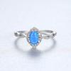 LOKILOKI Vintage Blue/White Fire Opal Rings for Women, 925 Sterling Silver view 1